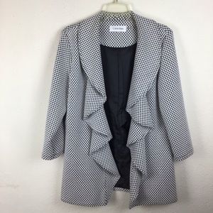 Calvin Klein waterfall collar & basketweve check10